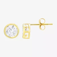 White Cubic Zirconia 14K Gold 6mm Stud Earrings