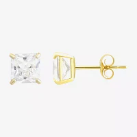 Princess-Cut Cubic Zirconia 10K Gold Stud Earrings