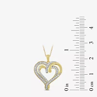 Womens 1/2 CT. T.W. Lab Grown White Diamond 14K Gold Over Silver Sterling Silver Heart Pendant Necklace