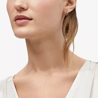 White Crystal 14K Rose Gold 15.6mm Hoop Earrings