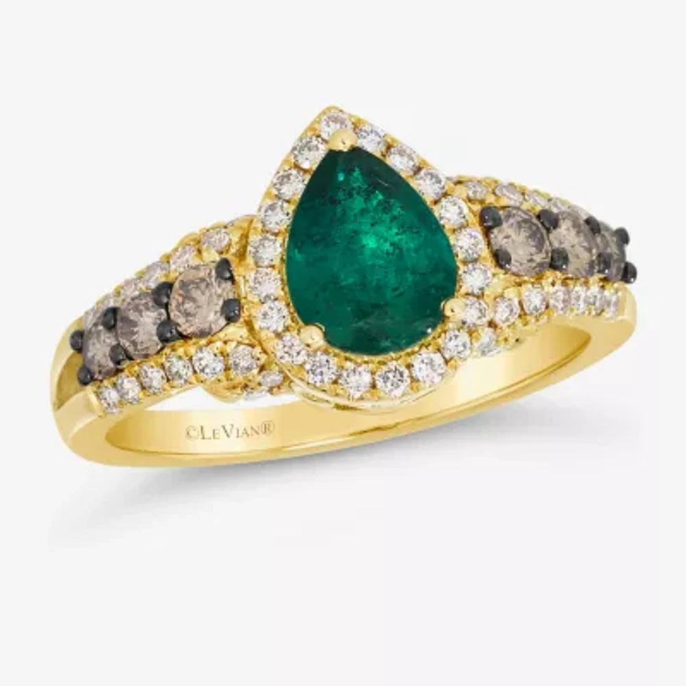 Le Vian® Grand Sample Sale™ Ring featuring 7/8 CT. Emerald 1/3 CT. Chocolate Diamonds® 3/8 CT. Nude Diamonds™ set in 14K Honey Gold™