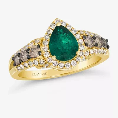Le Vian® Grand Sample Sale™ Ring featuring 7/8 CT. Emerald 1/3 CT. Chocolate Diamonds® 3/8 CT. Nude Diamonds™ set in 14K Honey Gold™