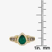 Le Vian® Grand Sample Sale™ Ring featuring 7/8 CT. Emerald 1/3 CT. Chocolate Diamonds® 3/8 CT. Nude Diamonds™ set in 14K Honey Gold™