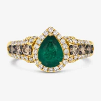 Le Vian® Grand Sample Sale™ Ring featuring 7/8 CT. Emerald 1/3 CT. Chocolate Diamonds® 3/8 CT. Nude Diamonds™ set in 14K Honey Gold™