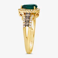 Le Vian® Grand Sample Sale™ Ring featuring 7/8 CT. Emerald 1/3 CT. Chocolate Diamonds® 3/8 CT. Nude Diamonds™ set in 14K Honey Gold™