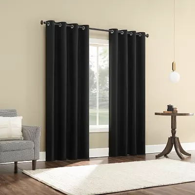 Sun Zero Atmosphere Grommet Top 100% Blackout Single Curtain Panels