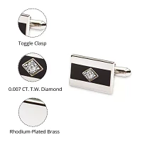 Black Enamel and Diamond Cuff Links