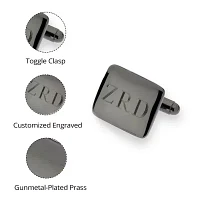 Personalized Gunmetal Rounded Rectangle Cuff Links