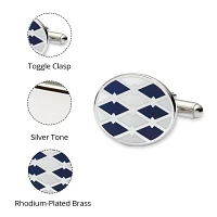 Blue and White Enamel Cuff Links