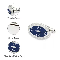Oval Navy Epoxy Cuffl Llinks