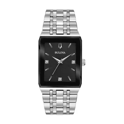 Bulova Quadra Unisex Adult Silver Tone Stainless Steel Bracelet Watch 96d145