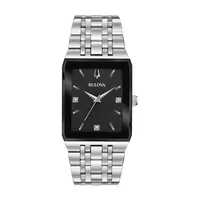 Bulova Quadra Unisex Adult Silver Tone Stainless Steel Bracelet Watch 96d145