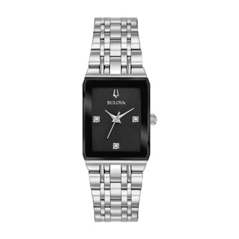 Bulova Quadra Unisex Adult Silver Tone Stainless Steel Bracelet Watch 96p202