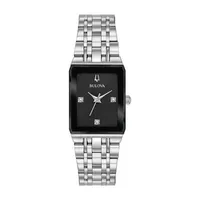 Bulova Quadra Unisex Adult Silver Tone Stainless Steel Bracelet Watch 96p202