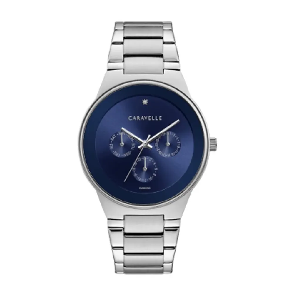 Caravelle Designed By Bulova Mens Silver Tone Stainless Steel Bracelet Watch 43d107