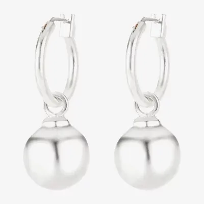 Worthington Silver Tone Ball Hoop Earrings