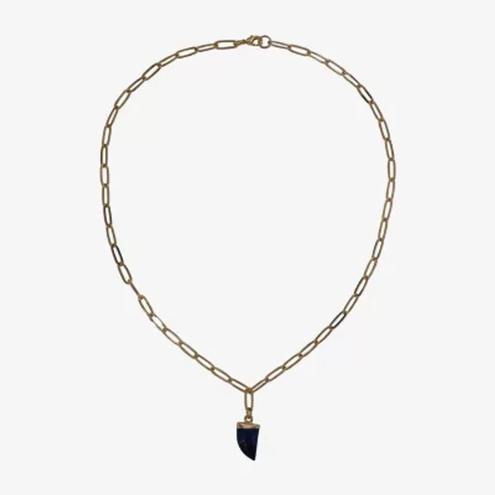 Sparkle Allure Semi-Precious Lapis 18 Inch Cable Triangle Pendant Necklace