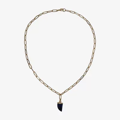 Sparkle Allure Semi-Precious Lapis 18 Inch Cable Triangle Pendant Necklace