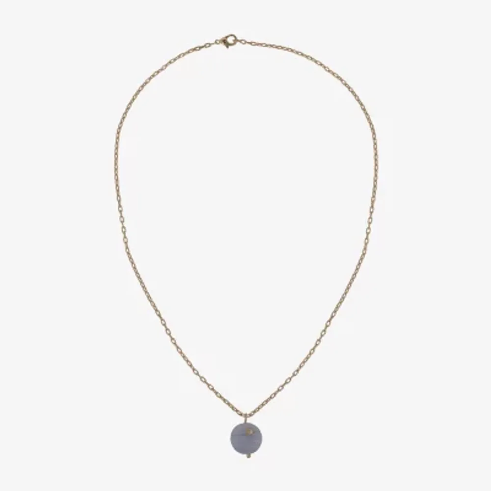 Sparkle Allure Semi-Precious Gold Plate Over Brass Agate 18 Inch Cable Round Pendant Necklace