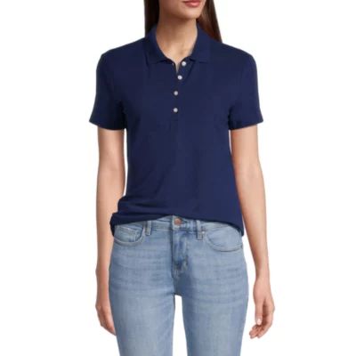 St. John's Bay Womens Short Sleeve Polo Shirt