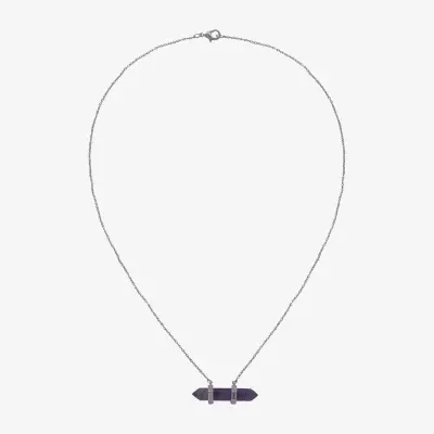 Sparkle Allure Semi-Precious Amethyst Pure Silver Over Brass 18 Inch Cable Cylinder Pendant Necklace