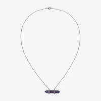 Sparkle Allure Semi-Precious Amethyst Pure Silver Over Brass 18 Inch Cable Cylinder Pendant Necklace