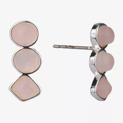 Sparkle Allure Semi-Precious Quartz Pure Silver Over Brass 3/4 Inch Round Stud Earrings