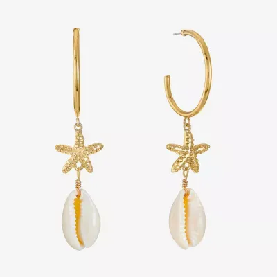 Bijoux Bar Starfish Seashell Hoop Drop Earrings