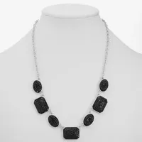 Mixit Silver Tone & Black Black Silver Tone Collar Necklace