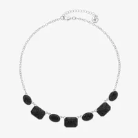 Mixit Silver Tone & Black Black Silver Tone Collar Necklace
