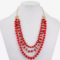 Liz Claiborne Orange Gold Tone Statement Necklace