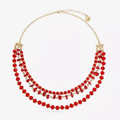Liz Claiborne Orange Gold Tone Statement Necklace