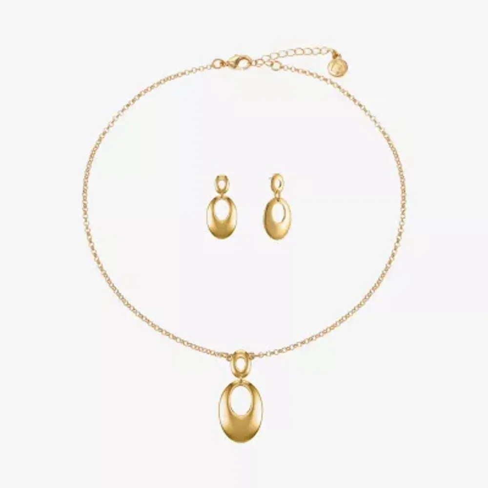 Liz Claiborne Pendant Necklace And Drop Earring 2-pc. Oval Jewelry Set