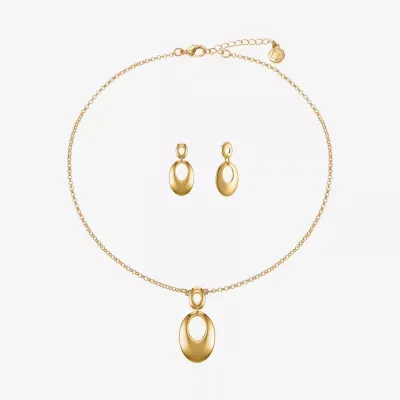Liz Claiborne Pendant Necklace And Drop Earring 2-pc. Oval Jewelry Set