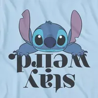 Mens Crew Neck Short Sleeve Regular Fit Lilo & Stitch Graphic T-Shirt