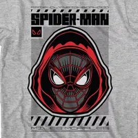 Miles Morales Mens Crew Neck Short Sleeve Regular Fit Marvel Spiderman Graphic T-Shirt