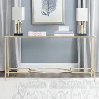 Inga Gold Console Table with Glass Top