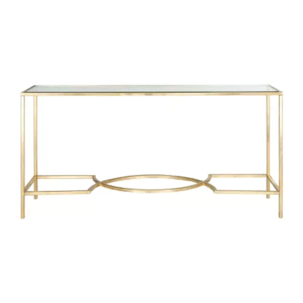 Inga Gold Console Table with Glass Top