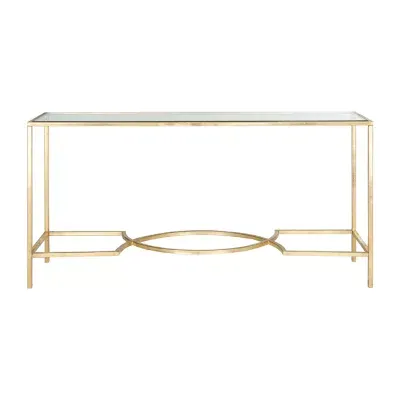 Inga Gold Console Table with Glass Top