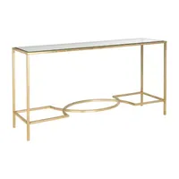 Inga Gold Console Table with Glass Top