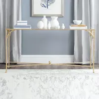 Maurice Faux Bamboo Console Table with Glass Top