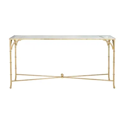 Maurice Faux Bamboo Console Table with Glass Top