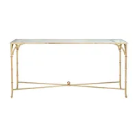 Maurice Faux Bamboo Console Table with Glass Top