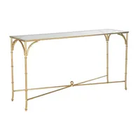 Maurice Faux Bamboo Console Table with Glass Top