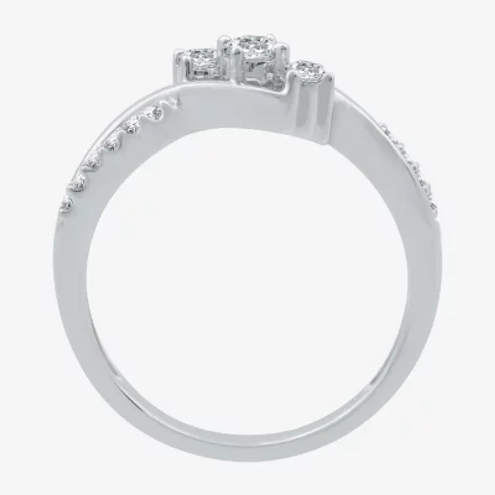 Love Lives Forever 1/3CT.T.W. Natural Diamond 10K White Gold 3-Stone Promise Ring