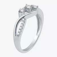 Love Lives Forever 1/3CT.T.W. Natural Diamond 10K White Gold 3-Stone Promise Ring