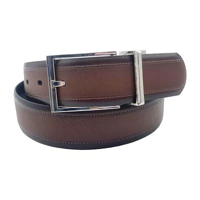 J. Ferrar Leather Reversible Twill Embossed Mens Belt