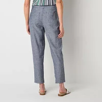 Liz Claiborne Linen Womens Mid Rise Straight Cargo Pant