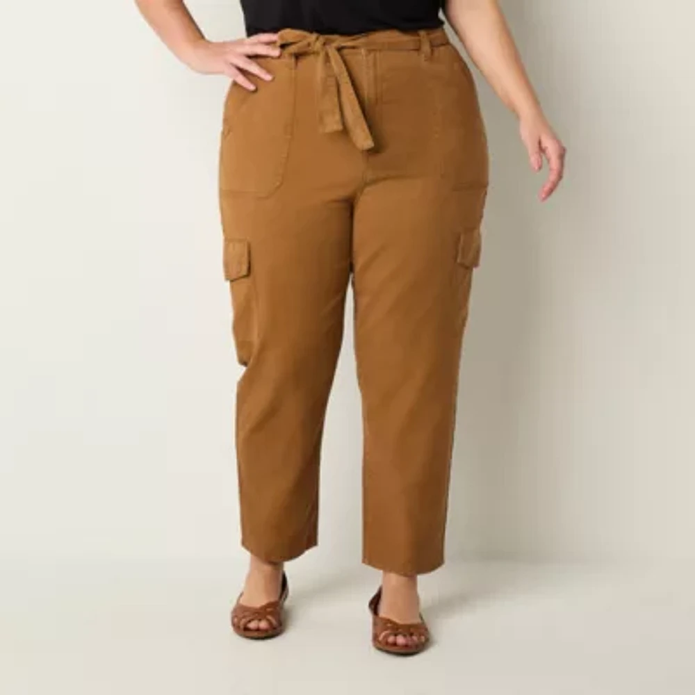 a.n.a Womens Mid Rise Straight Cargo Pant-Plus