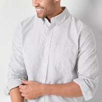 St. John's Bay Performance Oxford Mens Easy-on + Easy-off Seated Wear Adaptive Classic Fit Long Sleeve Button-Down Shirt